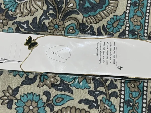 White_Printed_Bookmark_With_Butterfly_Charm
