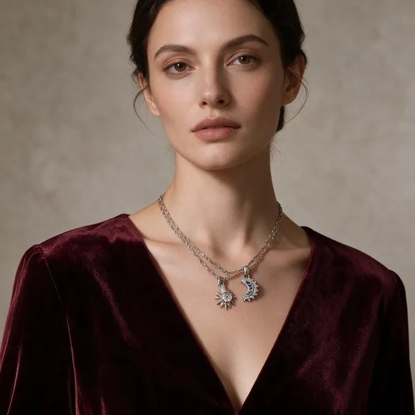 Silver-Plated_Stainless_Steel_Moon_Sun_Layered_Pendant_Necklace_For_Women
