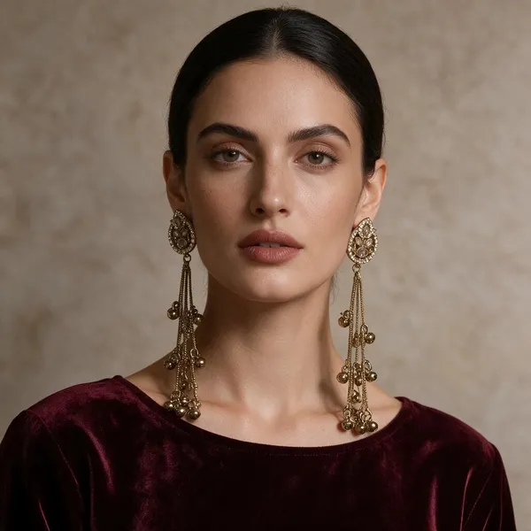 Gold-Plated_Stainless_Steel_Oxidised_Floral_Long_Dangler_Jhumka_For_Women
