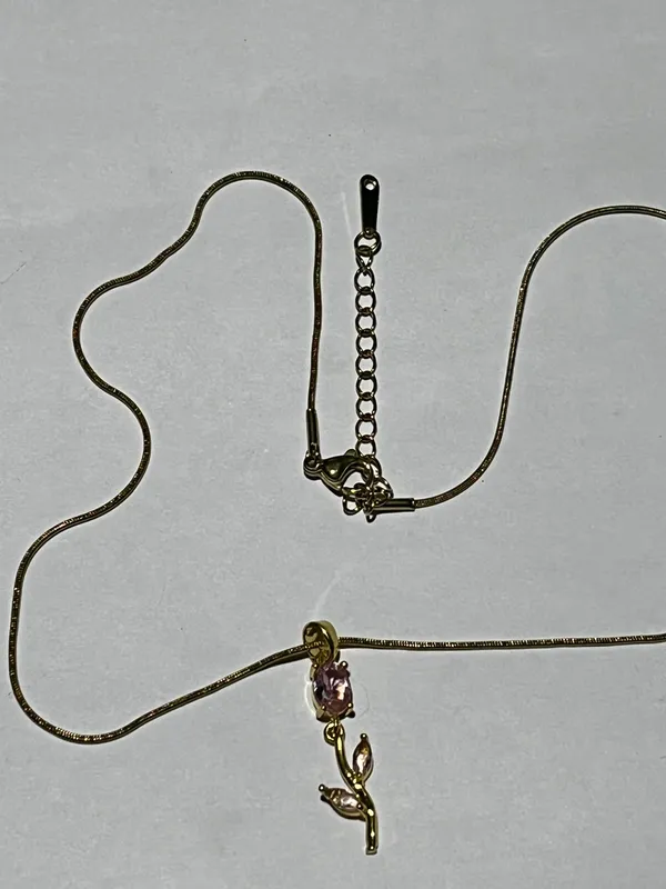 Gold-Tone_Pink_Stone_Pendant_Necklace_for_Women