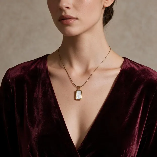 Gold_Tone_Stainless_Steel_White_Stone_Pendant_Necklace_For_Women