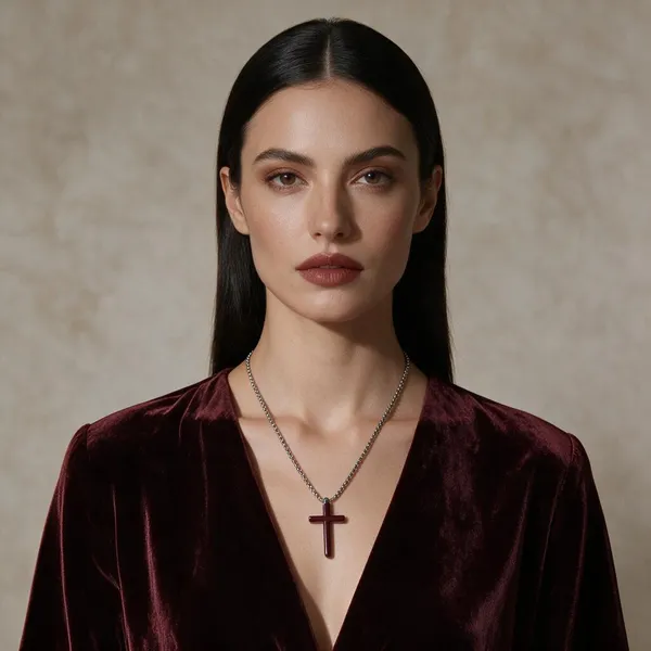 Silver_Brass_Cross_Pendant_Chain_Necklace_For_Women