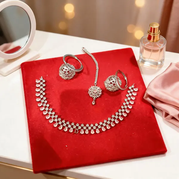 Silver_Brass_Floral_Bridal_Necklace_Jewellery_Set_For_Women