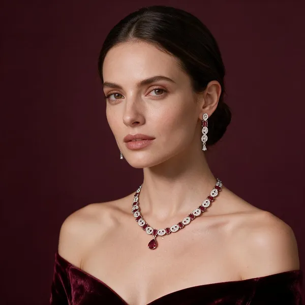 Silver_Brass_Red_Teardrop_Stone_Studded_Necklace_Set_For_Women