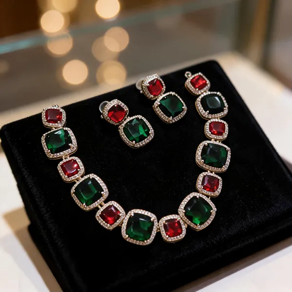 Green_Red_Brass_Stone_Necklace_Set_For_Women
