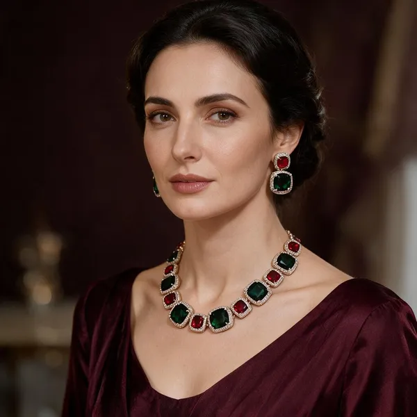 Green_Red_Brass_Stone_Necklace_Set_For_Women