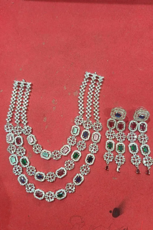 Silver_Brass_Stone_Studded_Layered_Necklace_And_Earrings_Set_For_Women