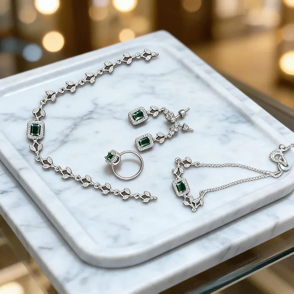 Silver_Brass_Green_Stone_Jewellery_Set_For_Women