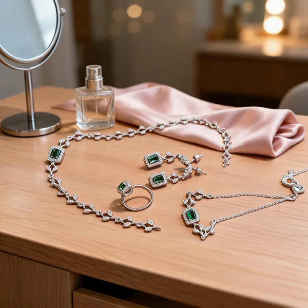 Silver_Brass_Green_Stone_Jewellery_Set_For_Women