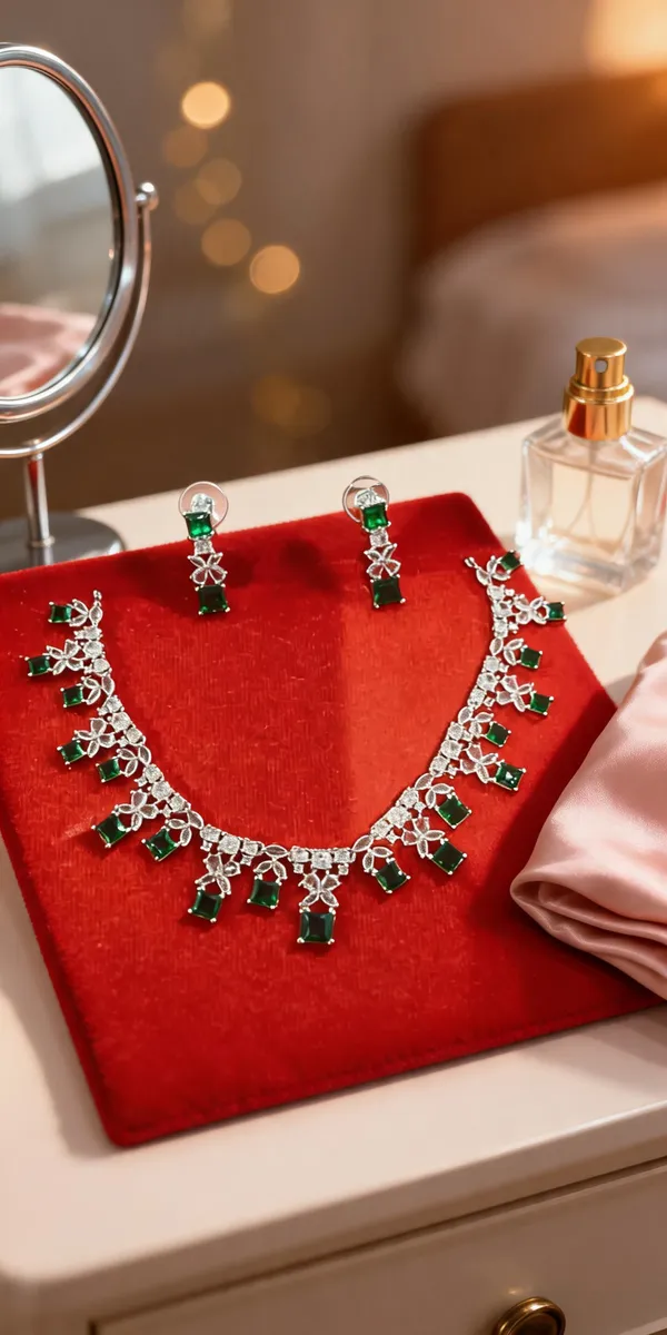 Green_Silver_Brass_Floral_Statement_Necklace_And_Earrings_Set_For_Women