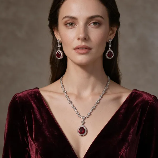 Silver_Brass_Red_Stone_Floral_Necklace_Set_For_Women