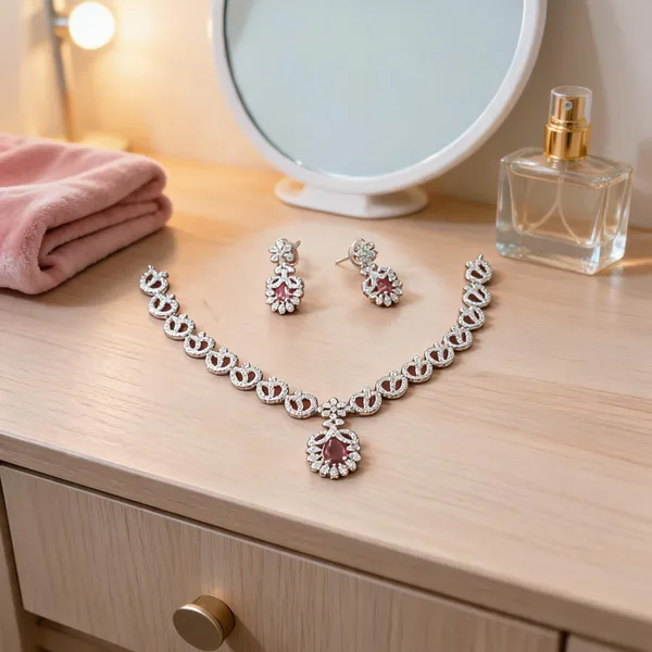 Silver_Brass_Stone_Studded_Interlinked_Necklace_And_Earrings_Set_For_Women