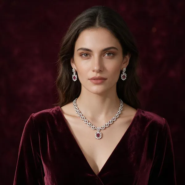 Silver_Brass_Stone_Studded_Interlinked_Necklace_And_Earrings_Set_For_Women