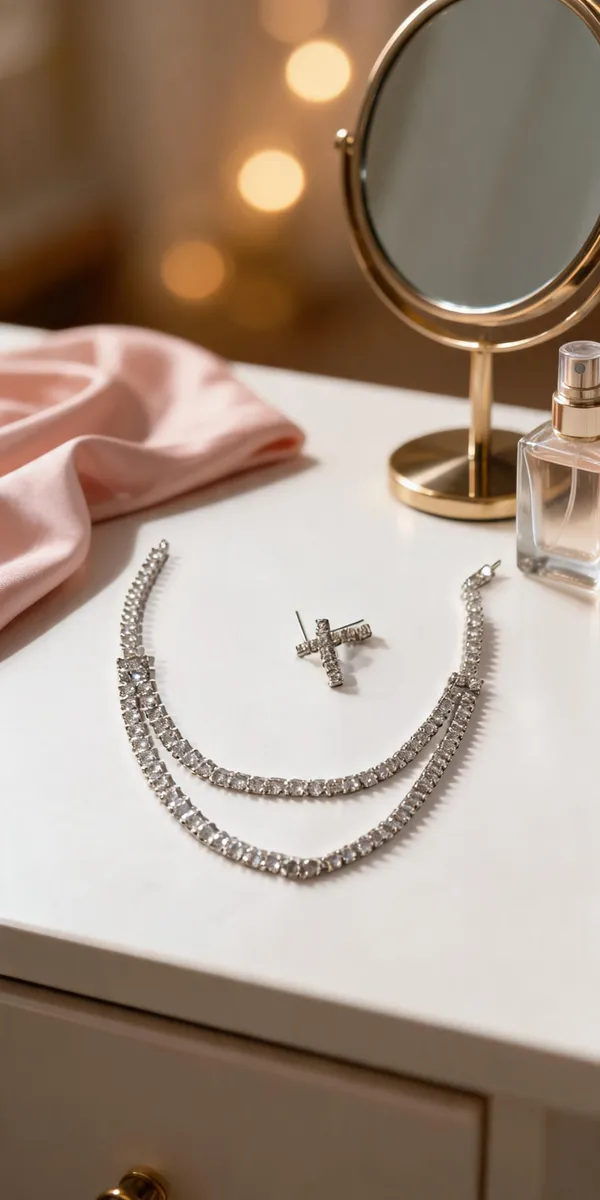 Silver_Brass_Rhinestone_Layered_Necklace_Set_For_Women