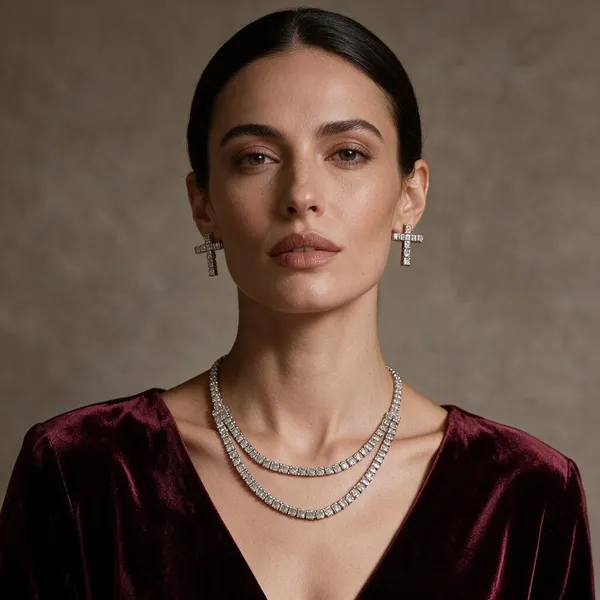 Silver_Brass_Rhinestone_Layered_Necklace_Set_For_Women