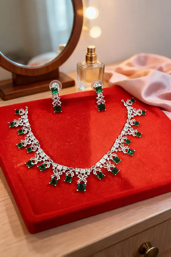 Green_Silver_Brass_Stone_Drop_Necklace_And_Earring_Set_For_Women