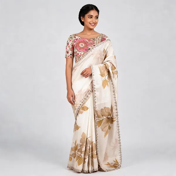 White_Moss_Satin_Floral_Print_Saree_For_Women
