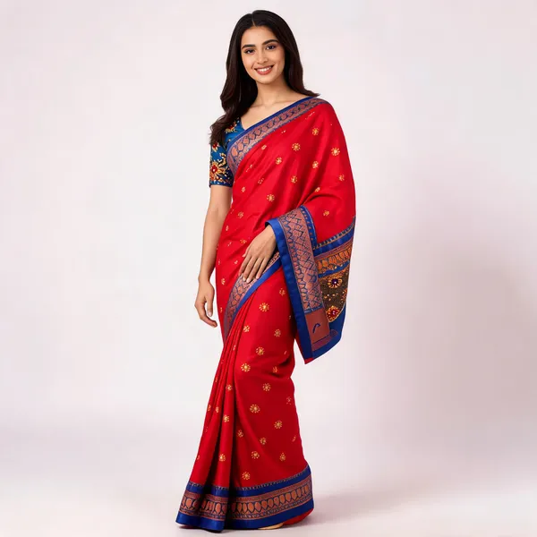 Red_Ecrelic_Cotton_Embroidered_Saree_For_Women