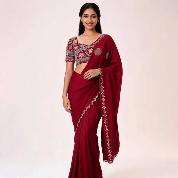 Maroon_Fandy_Silk_Embroidered_Saree_For_Women