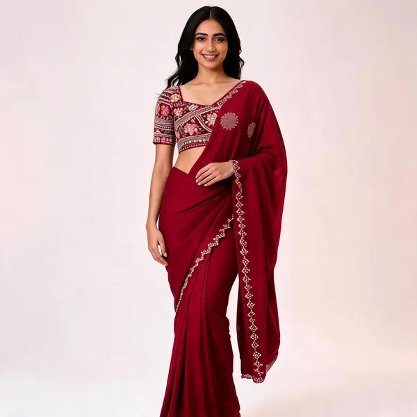 Maroon_Fandy_Silk_Embroidered_Saree_For_Women