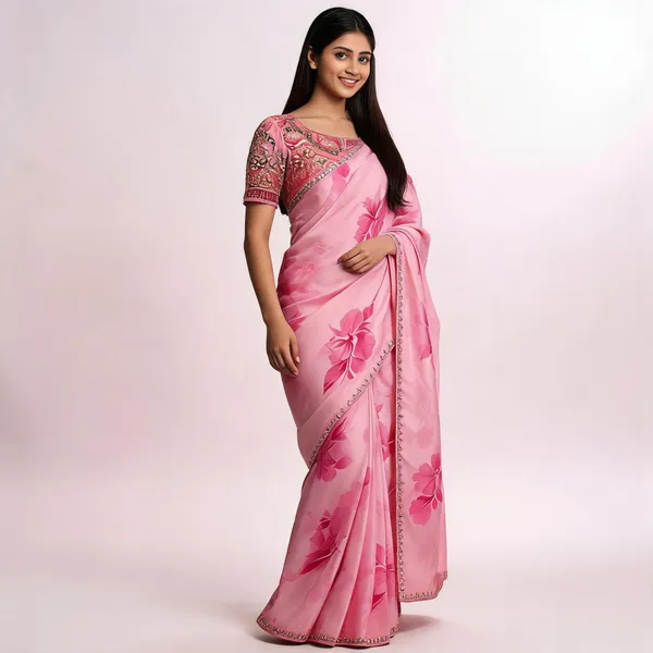 Pink_Moss_Satin_Floral_Print_Embellished_Saree_For_Women