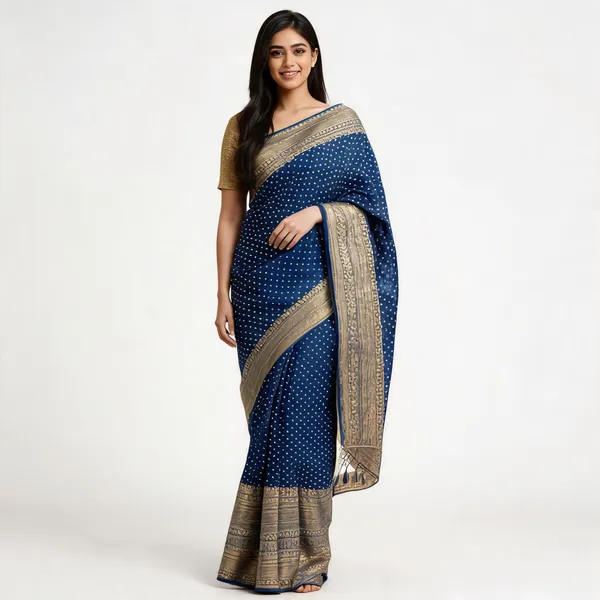Blue_Georgette_Butti_Woven_Saree_For_Women