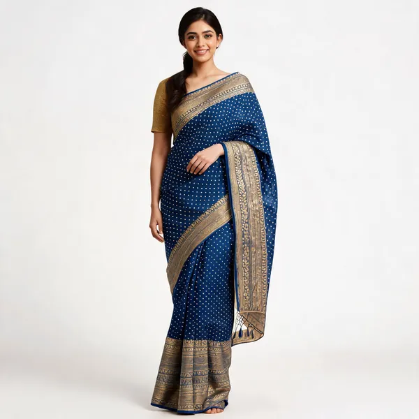 Blue_Georgette_Butti_Woven_Saree_For_Women