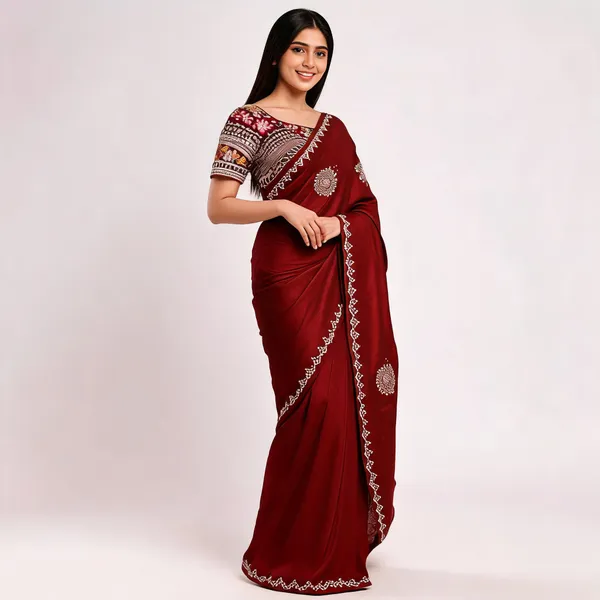 Red_Fandy_Silk_Embroidered_Saree_For_Women
