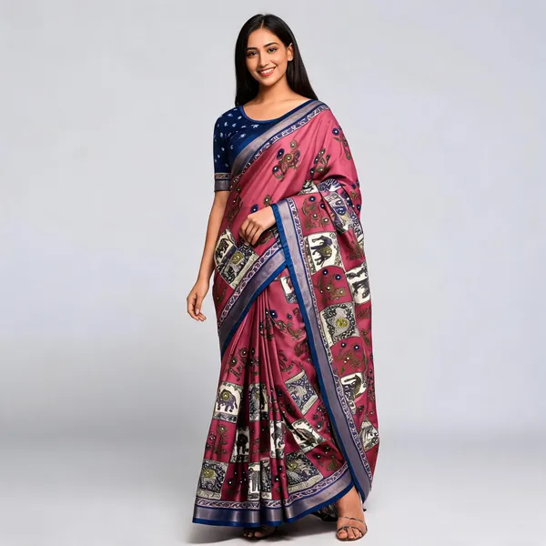 Maroon_Cotton_Linen_Printed_Saree_For_Women