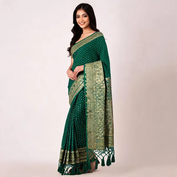 Green_Georgette_Butti_Woven_Ethnic_Print_Saree_For_Women