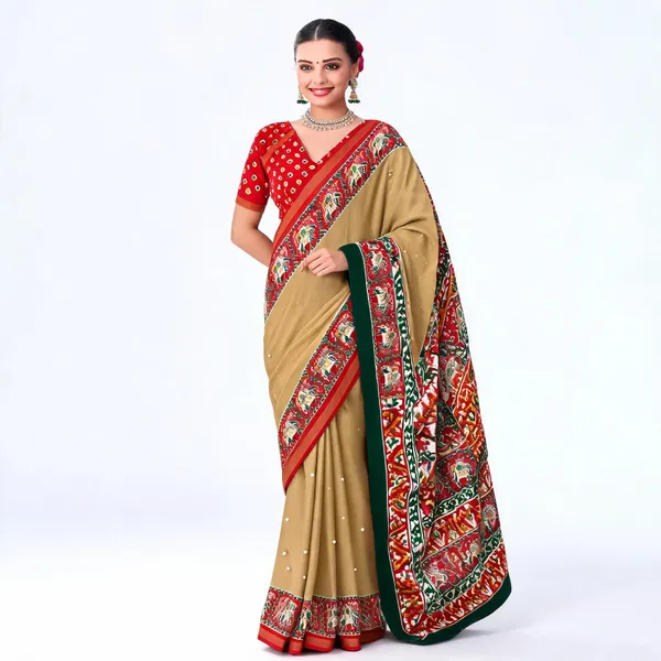 Beige_Cotton_Linen_Printed_Saree_For_Women