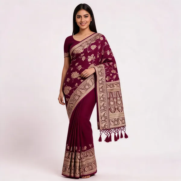 Maroon_Soft_Silk_Woven_Floral_Saree_For_Women