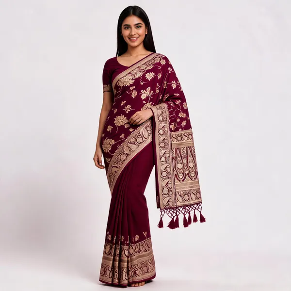 Maroon_Soft_Silk_Woven_Floral_Saree_For_Women