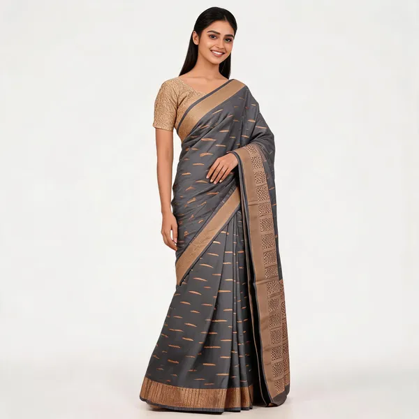 Grey_Kora_Silk_Saree_For_Women