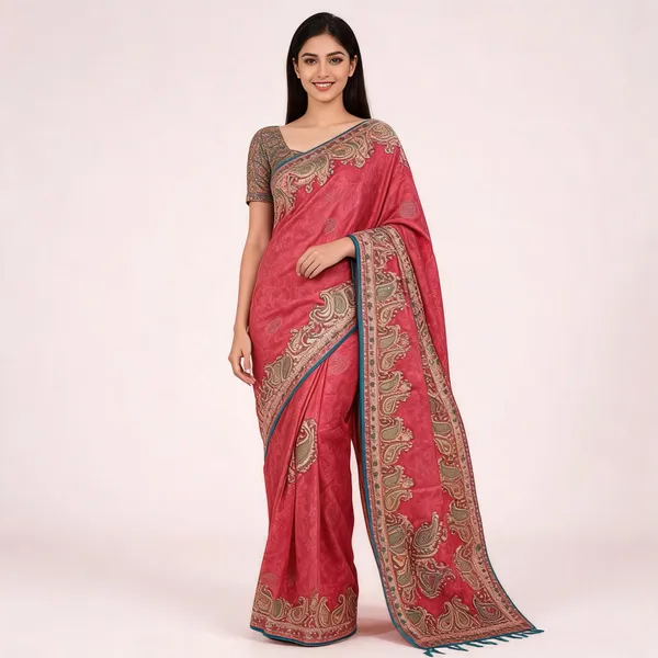 Red_Tesla_Silk_Paisley_Print_Saree_For_Women