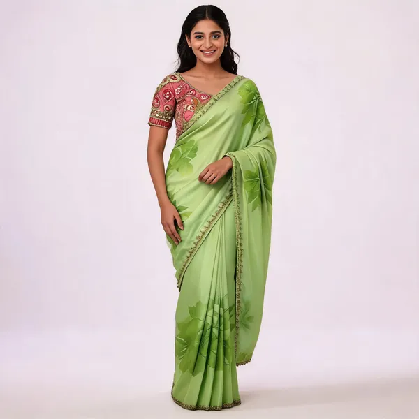 Green_Moss_Satin_Printed_Embellished_Saree_For_Women