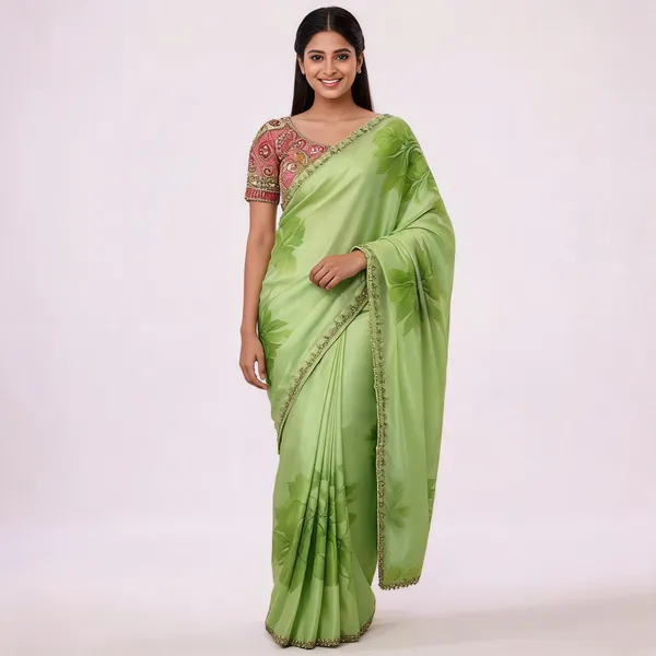 Green_Moss_Satin_Printed_Embellished_Saree_For_Women