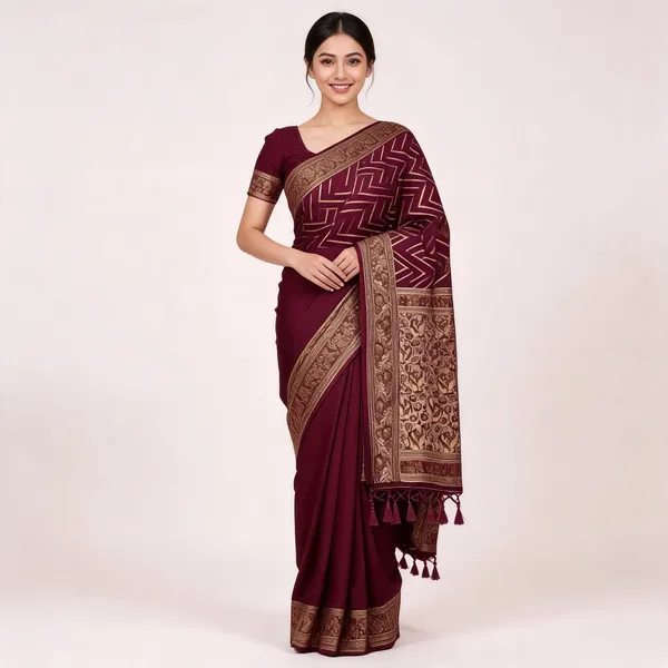 Maroon_Soft_Silk_Patterned_Saree_For_Women