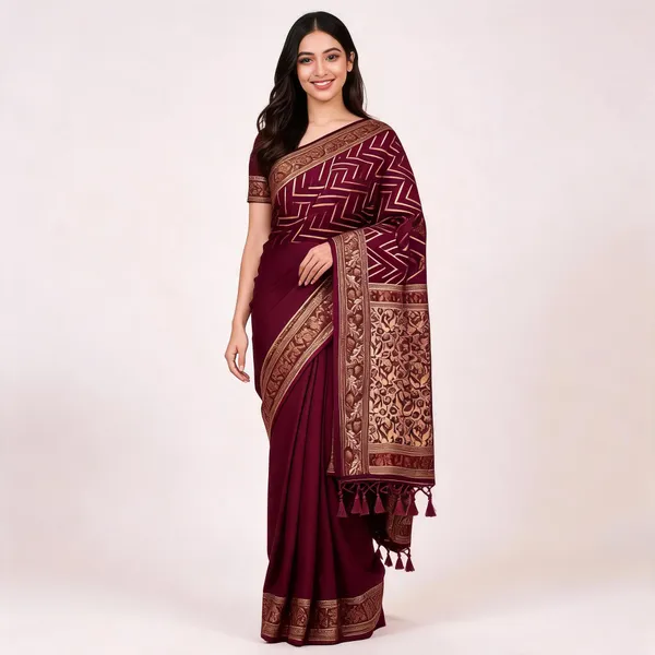Maroon_Soft_Silk_Patterned_Saree_For_Women