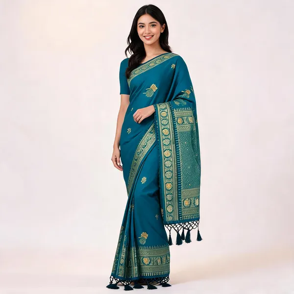 Teal_Dola_Silk_Woven_Saree_For_Women