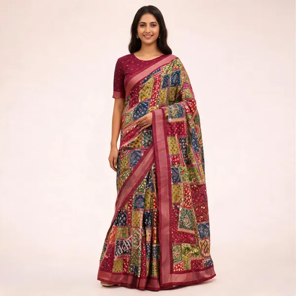 Multicolor_Cotton_Linen_Printed_Saree_For_Women