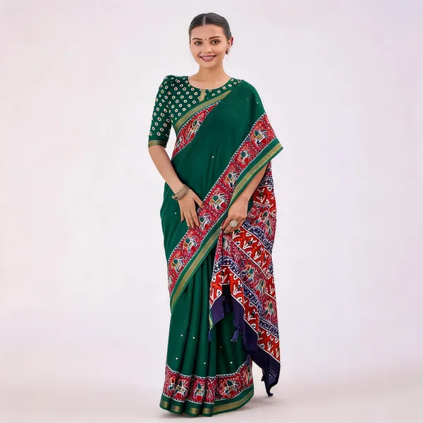 Green_Cotton_Linen_Printed_Saree_For_Women