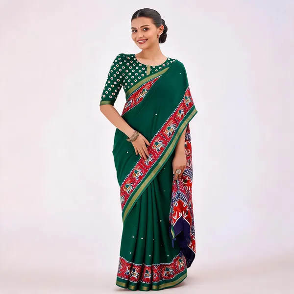 Green_Cotton_Linen_Printed_Saree_For_Women