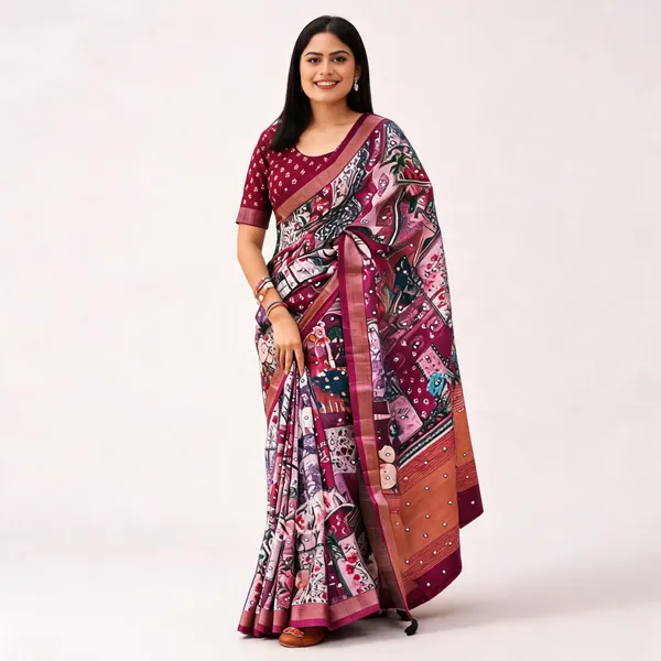Multicolor_Cotton_Linen_Printed_Saree_For_Women