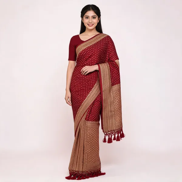 Maroon_Georgette_Butti_Woven_Saree_For_Women