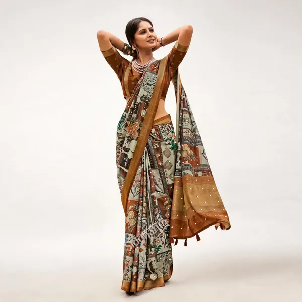 Multicolor_Cotton_Linen_Printed_Saree_For_Women