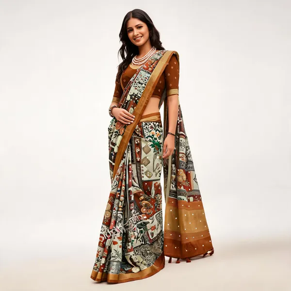 Multicolor_Cotton_Linen_Printed_Saree_For_Women