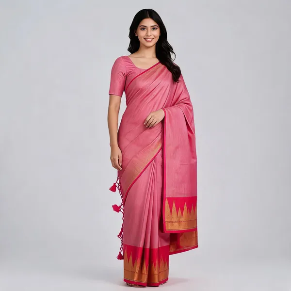 Pink_Kora_Silk_Handloom_Saree_For_Women