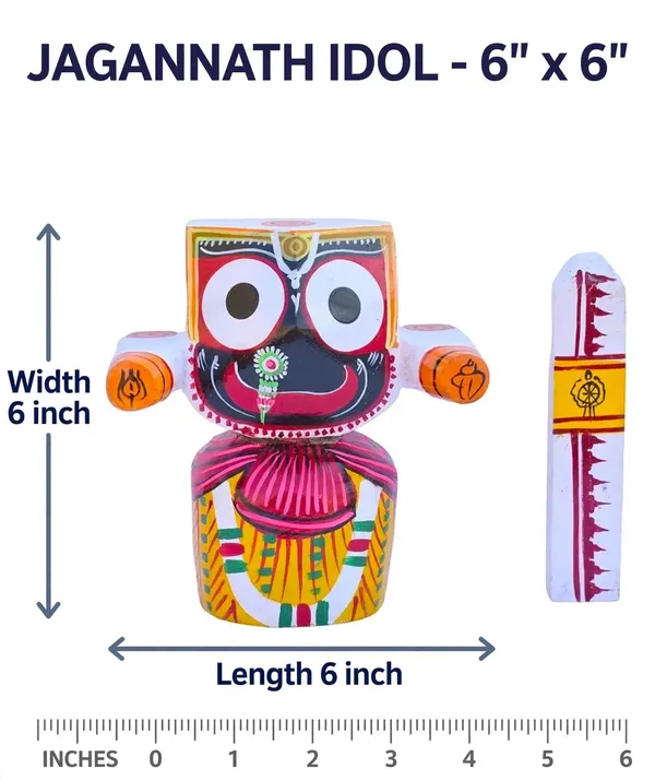 6"_Wooden_idol_Jagannath_murti_single_pc_with_sudarsan_ji