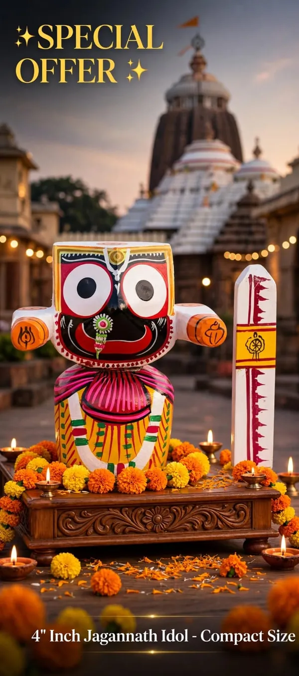10"_Wooden_idol_Jagannath_murti_single_pc_with_sudarsan_ji